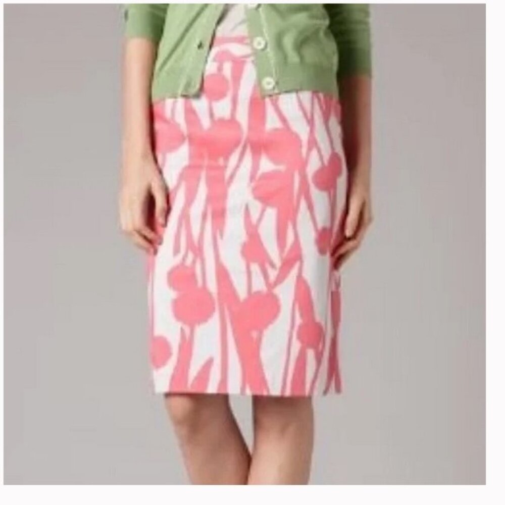 BODEN RICHMOND Stretch Pencil SKIRT Gray Pink FLORAL PRINT Sz US 6R
